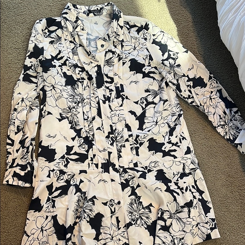 Zara Monochrome Floral Shirt